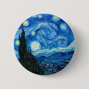 Sterrennacht schilderen door schilder Vincent van Ronde Button 5,7 Cm