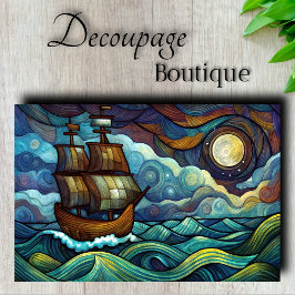 Sterrennacht Schip Decoupage Tissuepapier