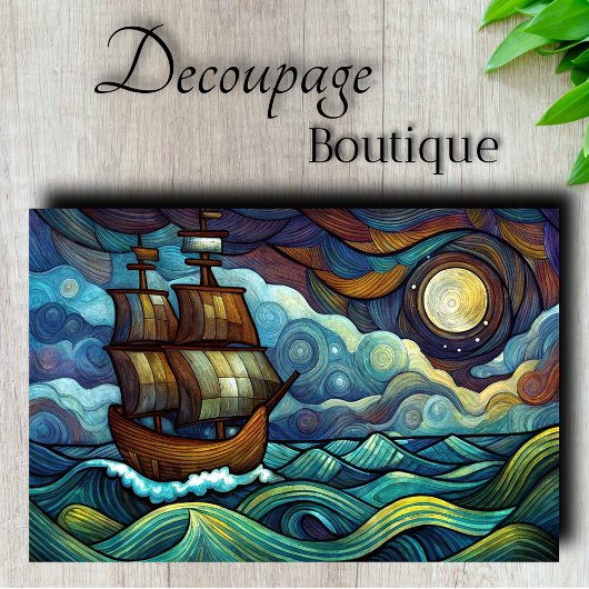 Sterrennacht Schip Decoupage Tissuepapier