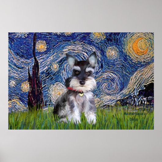 Sterrennacht - Schnauzer Puppy #10 Poster (Voorkant)