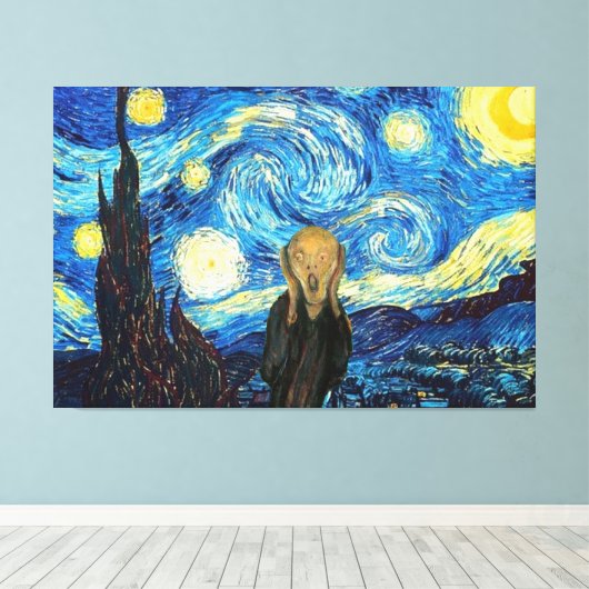 Sterrennacht schreeuwen. canvas afdruk (Insitu (Houten vloer))