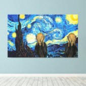 Sterrennacht schreeuwende tweeling canvas afdruk (Insitu (Houten vloer))