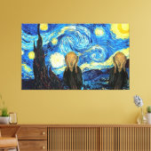 Sterrennacht schreeuwende tweeling canvas afdruk (Insitu (Woonkamer))