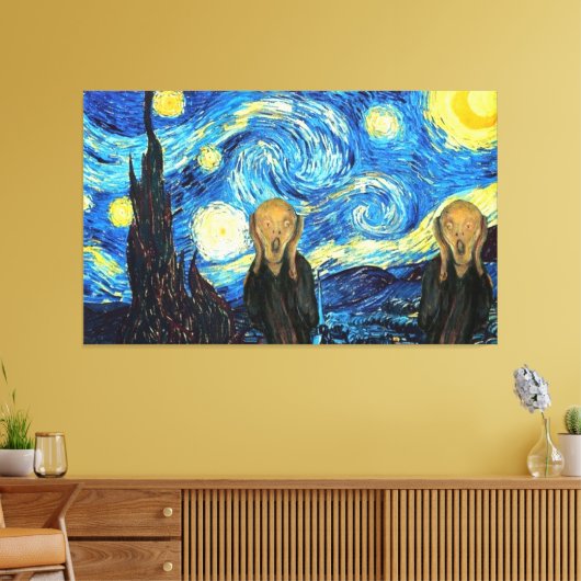 Sterrennacht schreeuwende tweeling canvas afdruk (Insitu (Woonkamer))