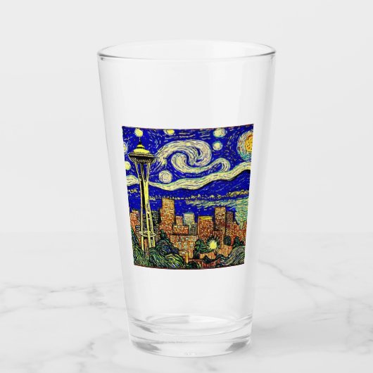 Sterrennacht Seattle Glas (Voorkant)