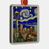 Sterrennacht Seattle Metalen Ornament (Rechts)