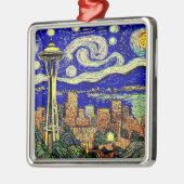 Sterrennacht Seattle Metalen Ornament (Links)