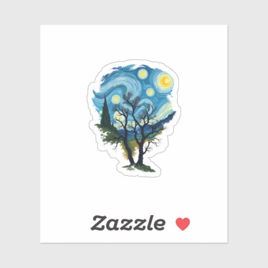 Sterrennacht-silhouet Sticker (Vel)