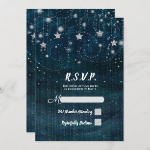 Sterrennacht Silver & Blue Party RSVP Kaart