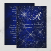 Sterrennacht Silver Monogram Elegant Blue Kaart (Voorkant / Achterkant)