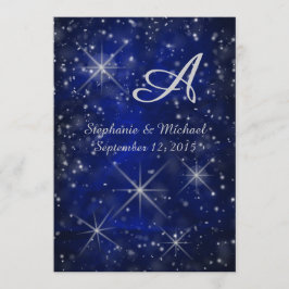 Sterrennacht Silver Monogram Elegant Blue Kaart