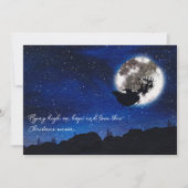 Sterrennacht Sinterklaas Vliegen met rendieren Feestdagenkaart (Voorkant)