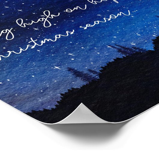 Sterrennacht Sinterklaas Vliegen met rendieren Poster (Hoek)