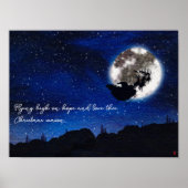 Sterrennacht Sinterklaas Vliegen met rendieren Poster (Voorkant)