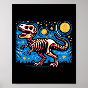 Sterrennacht Skelet Dinosaurus T Rex Boys Kinder Poster
