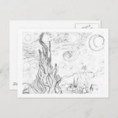 Sterrennacht Sketch Briefkaart (Voorkant / Achterkant)