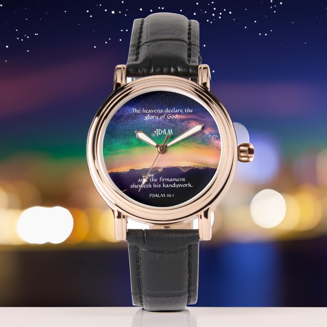 Sterrennacht Sky Aangepaste Christelijke Schrift Horloge (Creator heeft geüpload)