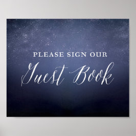 Sterrennacht Sky Celestial Bruiloft Gast Boek teke Poster