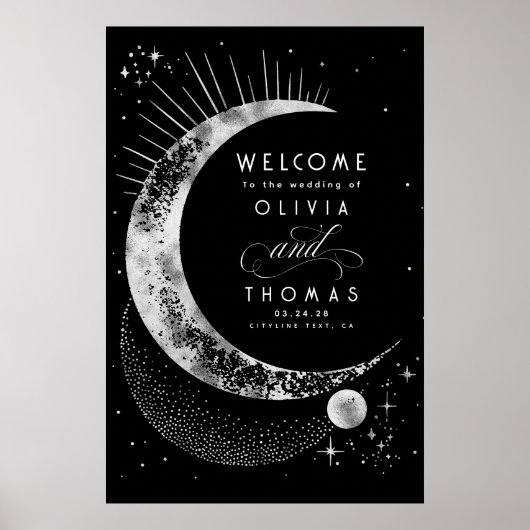 Sterrennacht Sky Celestial Bruiloft Welkomstbord Poster (Voorkant)