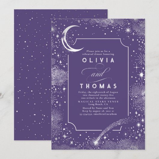 Sterrennacht Sky Crescent Moon repetitie diner Kaart (Voorkant / Achterkant)