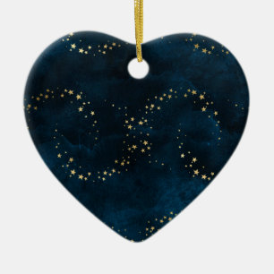 Sterrennacht Sky Dark Blue Golden Stars Spiral Keramisch Ornament