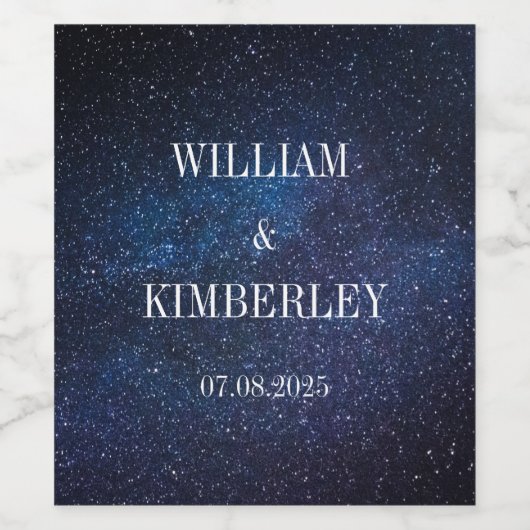 Sterrennacht Sky Galaxy Elegant Bruiloft Wijn Etiket (Enkel label)