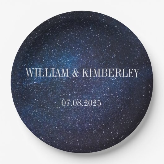 Sterrennacht Sky Galaxy Elegant Trouwpapier Papieren Bordje (Voorkant)