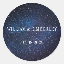 Sterrennacht Sky Galaxy Elegant Wedding Classic Ronde Sticker