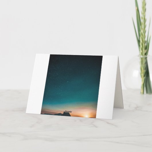 Sterrennacht Sky Galaxy Mountain Script Bruiloft Bedankkaart (Achterkant)