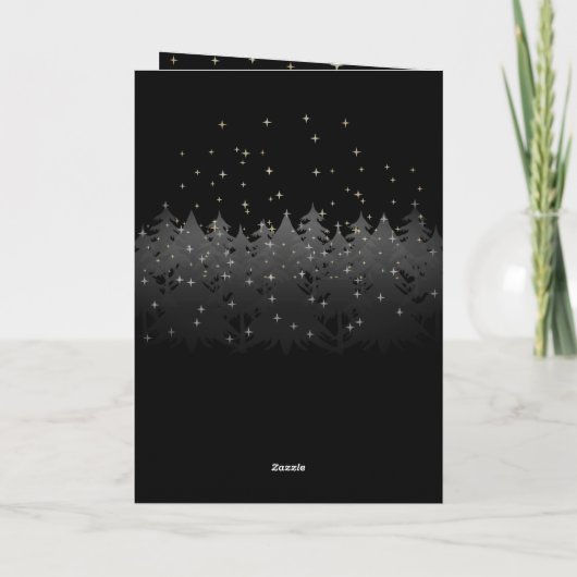 Sterrennacht Sky Kerstavond Bomen Silver Gold Feestdagen Kaart (Achterkant)