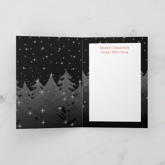 Sterrennacht Sky Kerstavond Bomen Silver Gold Feestdagen Kaart (Binnen)