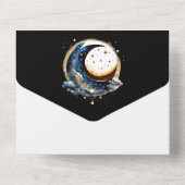 Sterrennacht Sky Luna Moon hemelsblauw All In One Uitnodiging (Achterkant)