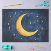 Sterrennacht Sky met Crescent Moon Decoupage Tissuepapier (Craft)