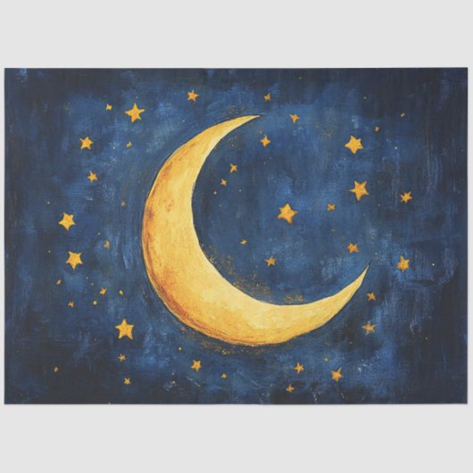 Sterrennacht Sky met Crescent Moon Decoupage Tissuepapier (Voorkant)
