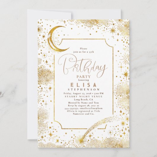 Sterrennacht Sky Moon Mystieke Hemelvaart Verjaard Kaart (Voorkant)