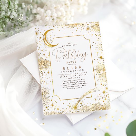 Sterrennacht Sky Moon Mystieke Hemelvaart Verjaard Kaart