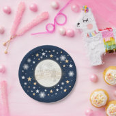 Sterrennacht Sky/Moon & Stars/Navy Twinkle Star Papieren Bordje (Feest)