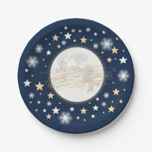 Sterrennacht Sky/Moon & Stars/Navy Twinkle Star Papieren Bordje