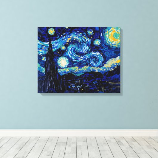 Sterrennacht Sky Premium Wrapped Canvas Muurkunst (Insitu (Houten vloer))