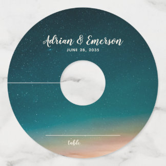 Sterrennacht Sky Sunset Bruiloft Zitplaats Kaart Wijnglaslabel