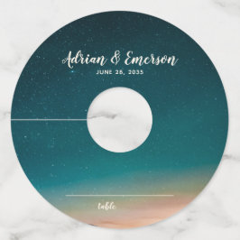 Sterrennacht Sky Sunset Bruiloft Zitplaats Kaart Wijnglaslabel