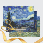 Sterrennacht Sky Vincent van Gogh Inpakpapier Vel<br><div class="desc">Geniet van de tijdloze schoonheid van de kunst met Vincent van Gogh (1853-1890) Papieren vellen inpakken - een viering van de meesterwerken die generaties lang harten hebben geboeid. Sterrennacht (1889) - met een maansikkel in een gedraaide nachtelijke hemel. Sterrennacht over de Rhône (1888) - een nachtelijke scène van bootjes in...</div>