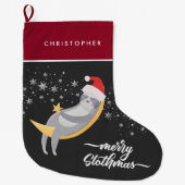 Sterrennacht Sloth Moon Personalized Holiday Grote Kerstsok (Voorkant)