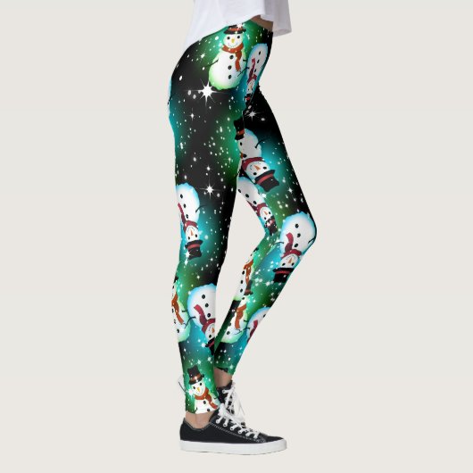 Sterrennacht Snowman Kerstmis Leggings (Rechts)