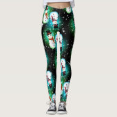 Sterrennacht Snowman Kerstmis Leggings (Voorkant)