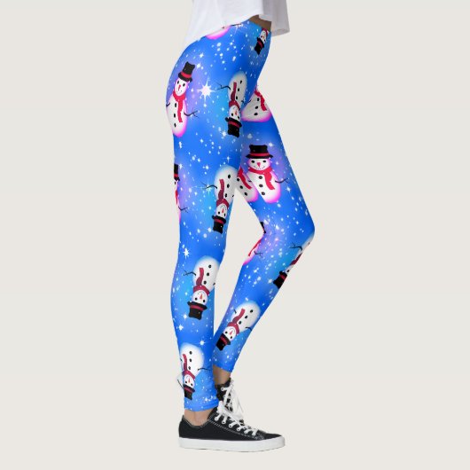 Sterrennacht Snowman Kerstmis Leggings (Rechts)