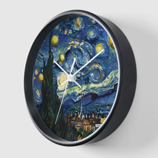Sterrennacht Softbal Wall Clock (Hoek)