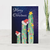 Sterrennacht Southwest Cactus Custom Feestdagen Kaart (Voorkant)