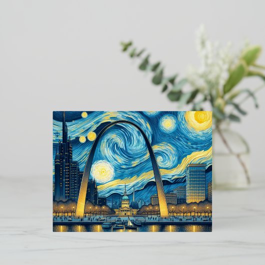Sterrennacht St. Louis Missouri Folie Feestdagen Briefkaart (Staand Voorkant)