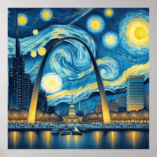 Sterrennacht St. Louis Missouri Poster (Voorkant)
